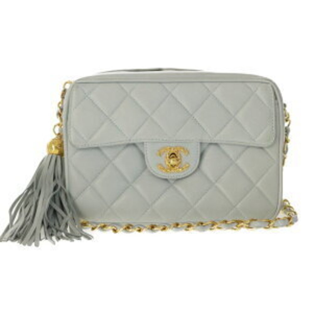 Chanel Matelasse Quilted Stitch Tassel Chain Gold Bag Blue